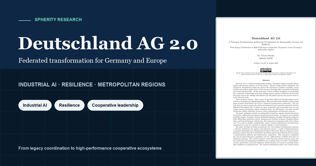 Deutschland AG 2.0 research preview on federated transformation, Industrial AI, resilience, and Germany's metropolitan regions.