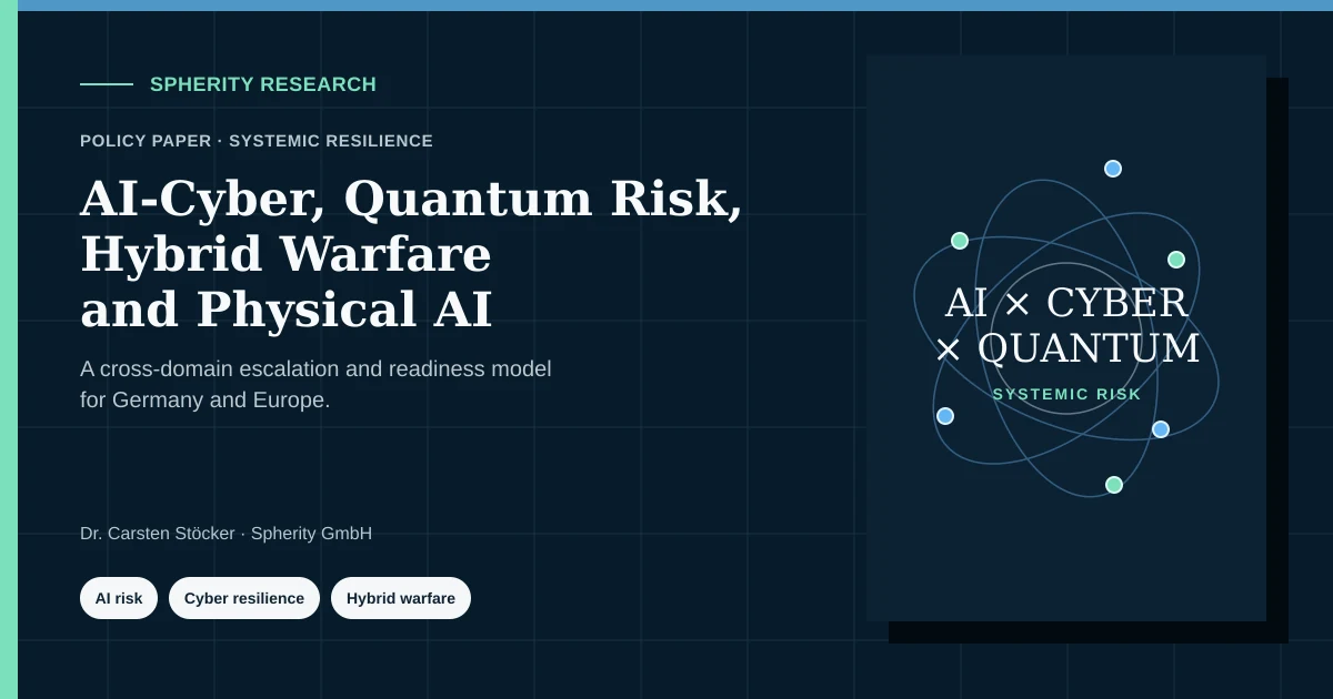 Spherity Research preview for the cross-domain AI, cyber, quantum, hybrid-warfare and Physical AI risk model for Germany and Europe.